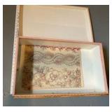 Vintage pink heavy cardboard embossed gold dot keepsake box