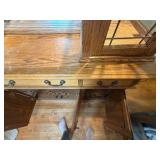 Oak Hutch Curio cabinet light with drawers and mirror back
