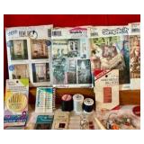 Vintage sewing notions, McCalls patterns & craft books