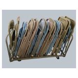 Vintage Folding Classroom Chairs with Storage Cart