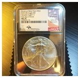 Perfect John Mercanti FDI Silver Foil Edition 2021-W Heraldic Eagle, Type 1, Top Pop MS 70, 1 of 600