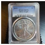 2019 PCGS MS 70 Silver Eagle, Mint Fresh