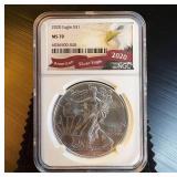 2020 NGC MS 70 Silver Eagle, Mint Fresh