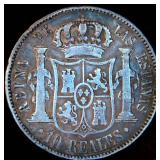 Moderately Scarce 1862 Spain Silver Reales, Beautiful Unaltered Patina, Fine, KM# 611.1