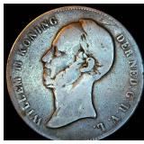 1849 Netherlands Silver 2 /12 Gulden, 1st Year, Possible RPD, VG+/F, .945 Fine, Unaltered