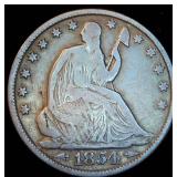 1854-O Seated Liberty Half Dollar, Unaltered Patina, F/F+