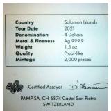 Pamp Swiss Silver 2021 Minotaur 1.5oz 9999 Solomon Islands $4, #1,457 of 2,000