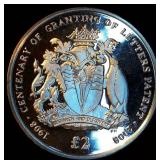 High Grade Proof CuNi 2008 British Antartic Territory 2 Pound Centenary, First Coin of the BAT, KM# 1