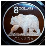 Gem Proof DCAM 2004 RCM 9999 Silver $8 "Great Grizzly", 12,942 Minted, 1st $8 Coin Issued