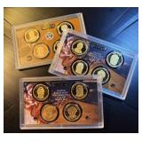 (3) Sets of Proof Presidential Dollars in Sealed Displays, No Duplicates
