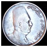 1923 Egypt Silver 10 Qirsh KM# 337