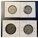 Collection of (4) Silver Panama 1/4 Balboas, All Unaltered .72 OzT ASW Total