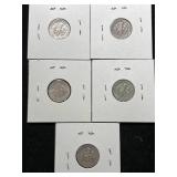 GROUP OF 5 US ROOSEVELT DIMES