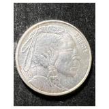 1 TROY OZ .999 FINE SILVER BUFFALO INDIAN ROUND