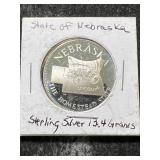 13.4 GRAMS STERLING SILVER NEBRASKA ROUND