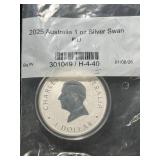 2025 AUSTRALIAN SWAN 1 TROY OZ .999 FINE SILVER