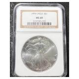 1995 AMERICAN SILVER EAGLE NGC MS69