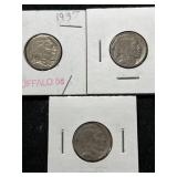 3 US BUFFALO NICKELS