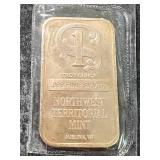 1 TROY OZ .999 FINE SILVER NORTHWEST TERRITORIAL MINT BAR