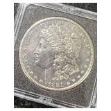 1881-S US MORGAN SILVER DOLLAR IN CASE