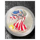 1999 AMERICAN SILVER EAGLE 1 TROY OZ .999 FINE SILVER IN COLOR