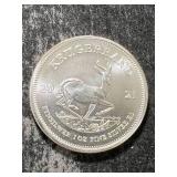 2021 S. AFRICAN KRUGERRAND 1 TROY OZ .999 FINE SILVER