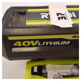 Ryobi 40V Lithium-Ion 4.0 Ah battery and its accompanying rapid charger