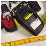 Lot includes a Ryobi 18V ONE+ HP brushless drill, a Ryobi 18V ONE+ work light, a Hyper Tough 20V drill, batteries & charger