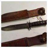 Lot of Two KABAR Vintage Knives. Utica / Cutco with sheaths -  USMC