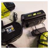 Large collection of Ryobi 18V ONE+ power tools, batteries, and chargers, combo kit