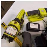 Large collection of Ryobi 18V ONE+ power tools, batteries, and chargers, combo kit