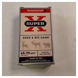 One box Winchester Super-X .45-70 Government 300-Grain Jacketed Hollow Point centerfire rifle ammunition