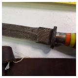 vintage damascus knife w sheath