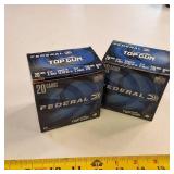 Federal Top Gun 20-gauge, 2-3/4 inch shotshells featuring 7/8 oz #8 shot : lot of 2 boxes