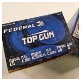 Federal Top Gun 20-gauge, 2-3/4 inch shotshells featuring 7/8 oz #8 shot : lot of 2 boxes