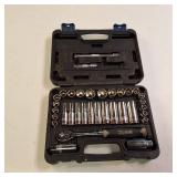 Quinn brand socket set with a ratchet and various sockets