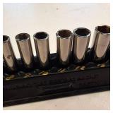Snap-on 12-piece, 3/8" drive, 6-point metric deep socket set with a magnetic holder