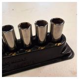 Snap-on 12-piece, 3/8" drive, 6-point metric deep socket set with a magnetic holder