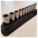 Snap-on 12-piece, 3/8" drive, 6-point metric deep socket set with a magnetic holder