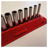 Snap-on 110STMDY is a 10-piece, 1/4" drive, 6-point SAE deep socket set. Professional-grade