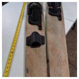 Vintage wooden water skis, a classic recreational combo