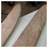 Vintage wooden water skis, a classic recreational combo