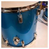 Pearl "Blue Satin" Fiberglass Series 14" Tom (Note: matching drums and cymbals found later in this auction)