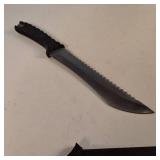 Lot of two tactical machetes with sawback spines plus sheaths