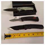 Lot of (3) Fixed Blade Tactical & Hunting Knives with Sheaths. One Buck brand