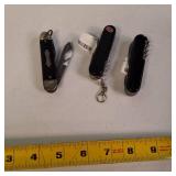 Lot of vintage multi-tool pocket knives and keychain accessories