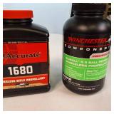 Lot of  three 1-pound containers of smokeless rifle powder from leading manufacturers