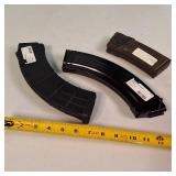 Lot assortment of three firearm magazines, suitable for various rifle platforms