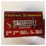 Lot of three boxes of Federal Premium UltraSteel Double Stack high-velocity steel waterfowl shotshells.