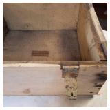 Vintage Military Style Wood Crate with Hinged Lid
